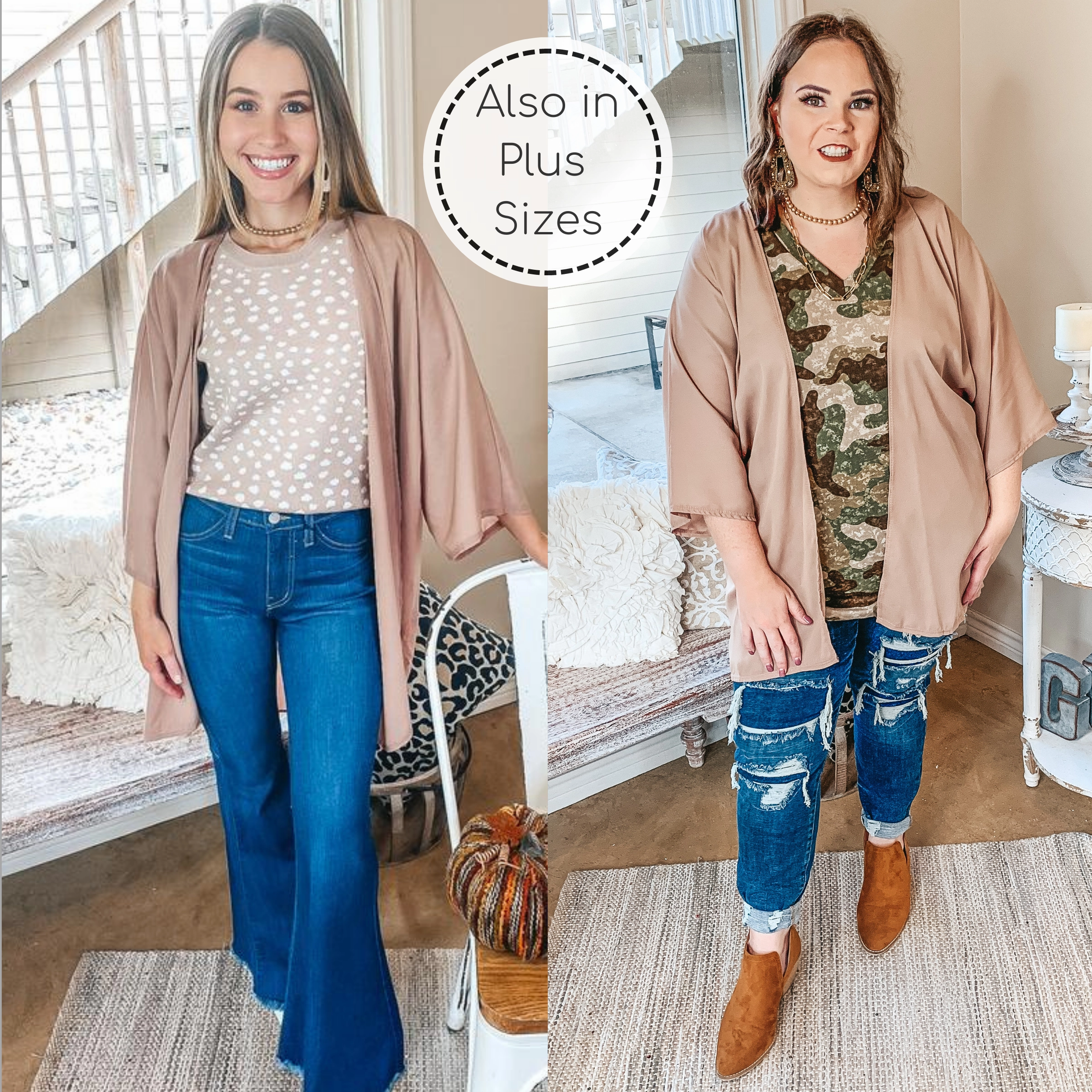 Last Chance Size Small | Like a Melody Solid Sheer Kimono in Mocha NonSlipGrip Relax Mode