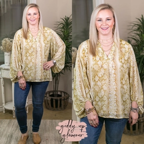 Last Chance Size Small | Love is Automatic Snakeskin Puff Sleeve Top in Lime Yellow DoubleStitchReinforcement ElasticBinding