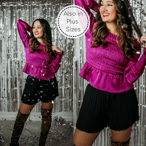 Suede Mood Last Chance Size Small | New Years in Malibu Pleated Ruffle Shorts in Black