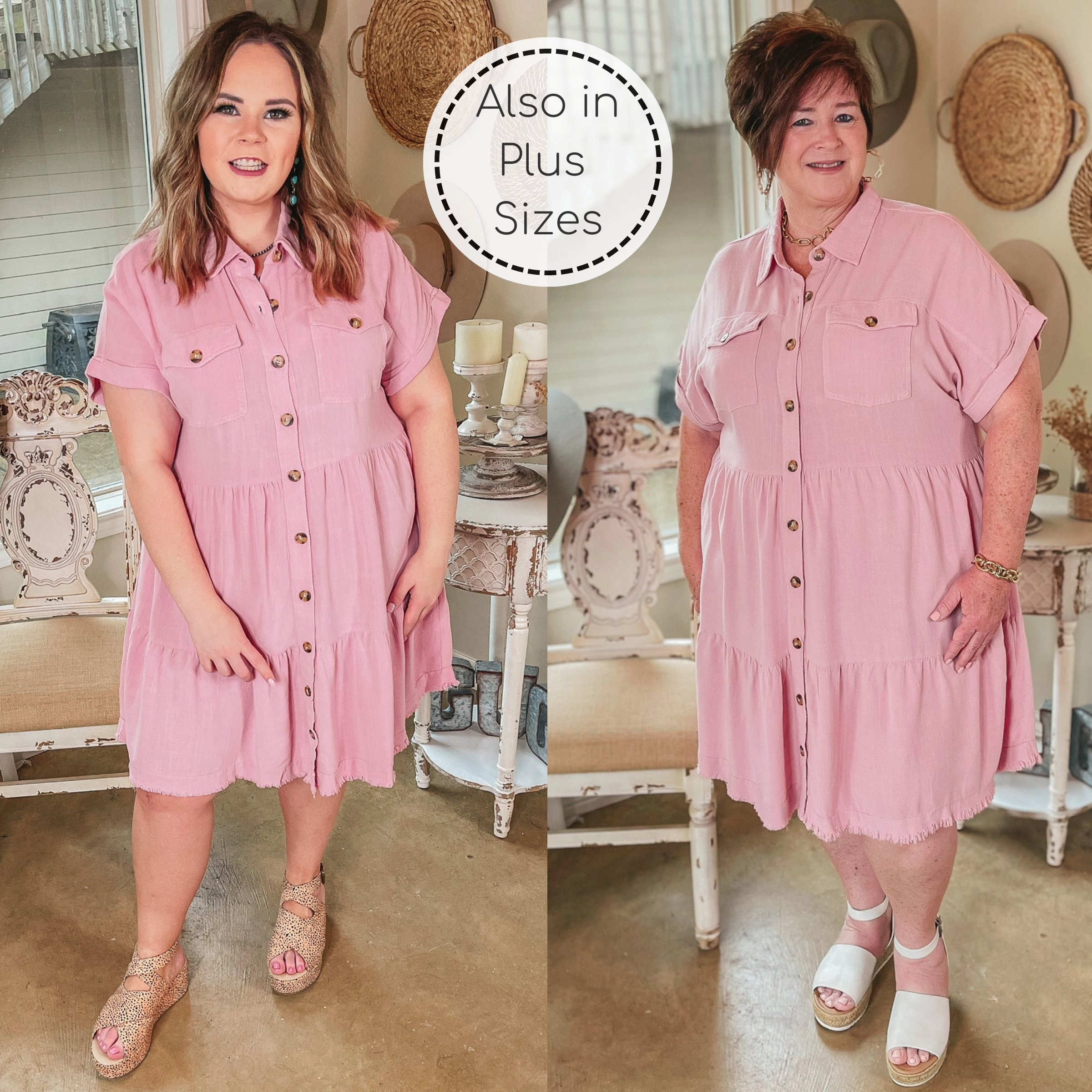 Airflow Vents Last Chance Size Small | Oh Darling Ruffle Tiered Button Up Dress in Pink