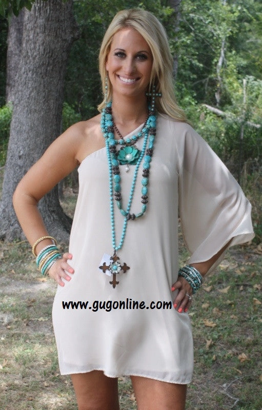 Active Apparel Vintage Style Last Chance Size Small | One Shoulder Wonder Dress in Taupe