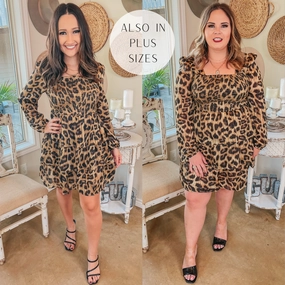 Last Chance Size Small | Uptown Elegance Ruffle Tiered Dress in Leopard Print OrganicCotton MultiFunctional Pockets