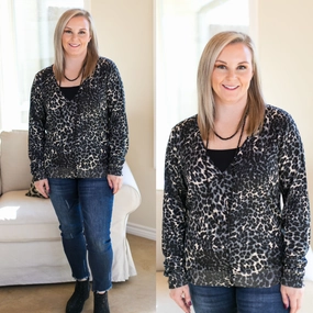Last Chance Size Small & Medium | In Your Scope Leopard Cardigan in Black Low Maintenance