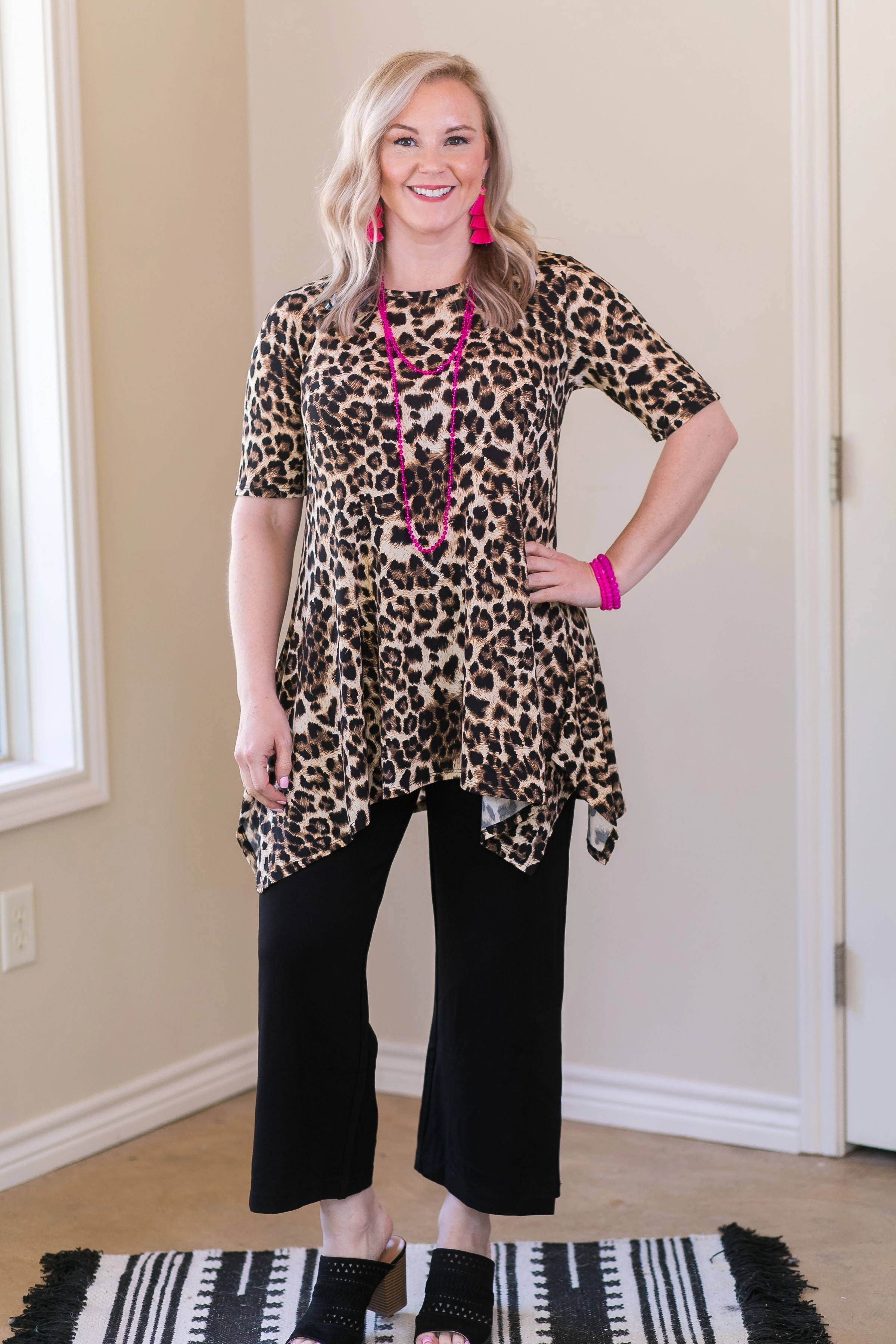 Last Chance Size Small & Medium | Lysse Flare Crop Leggings in Black Lightweight Ponte Thick Fiber