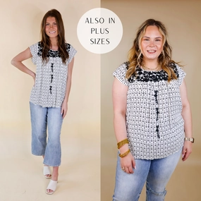 Lightweight sweater casual top Last Chance Size Small and Medium | Grab My Hand Ruffle Cap Sleeve Top with Floral Embroidery in White