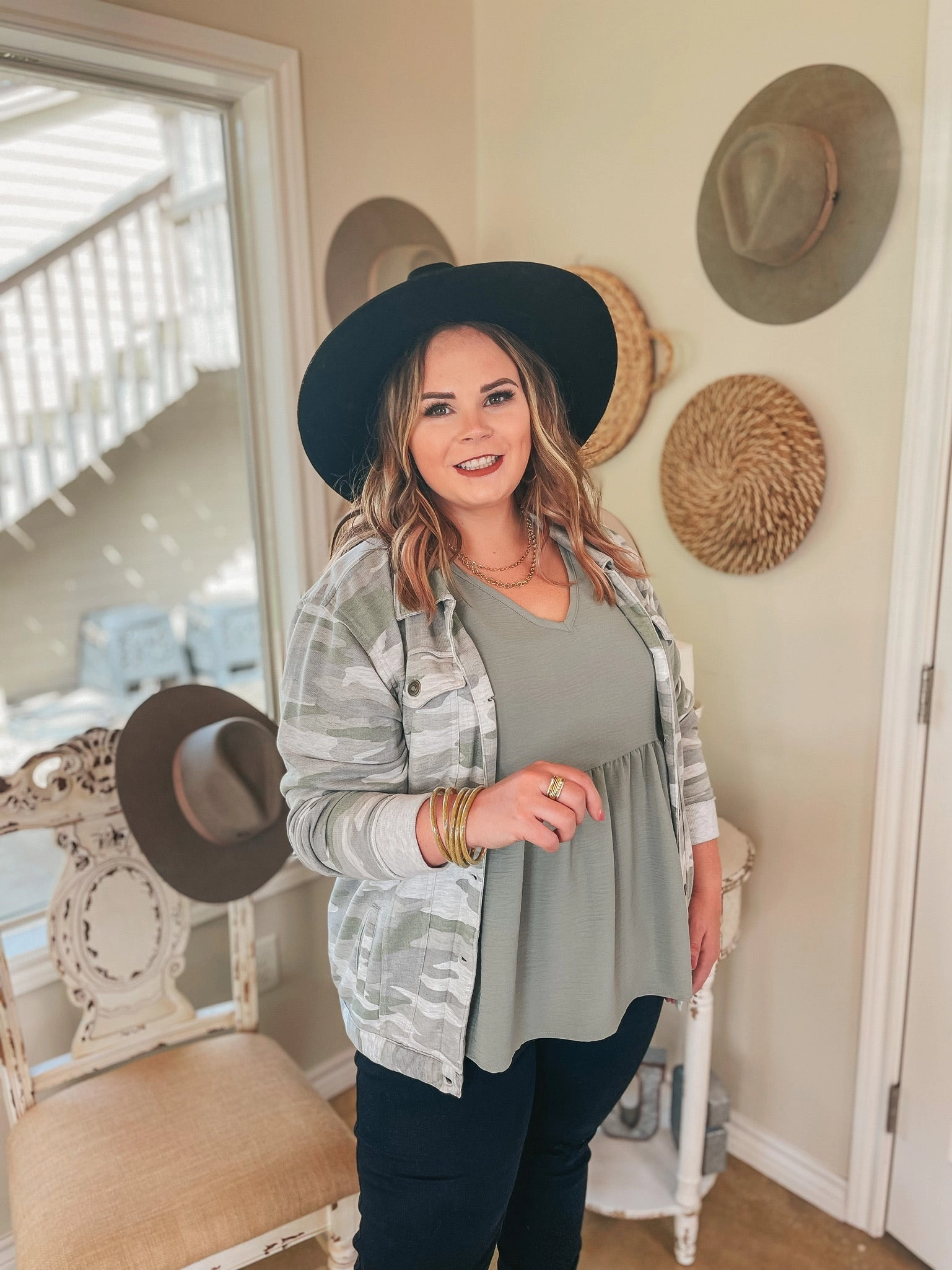 Quick Core MachineWashable Fabric Last Chance Size Small, Medium, Large | Weekend Dreaming Button Up French Terry Jacket with Pockets in Camouflage