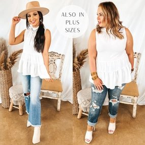 SoftenedEdges SnagResistant Weave Last Chance Size Small, Medium XL | Days In the Sun High Neck Tiered Tank Top in White