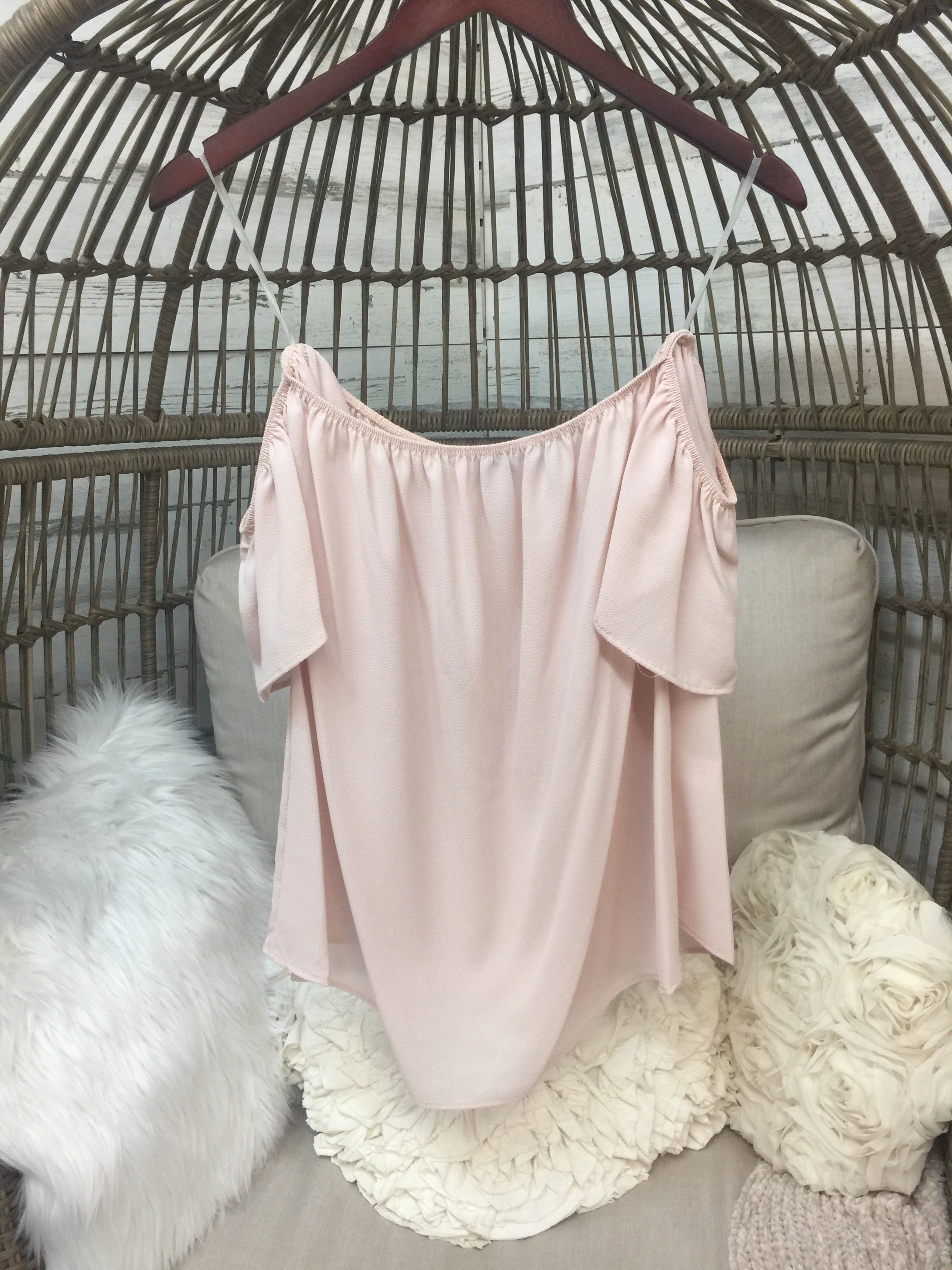 Last Chance Size XL | Blush Pink Off The Shoulder Top Gentle Glow