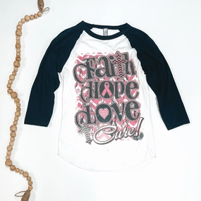MachineWashable Last Chance Size XS | Faith, Hope, and Love Cure Baseball Tee | ONLY 1 LEFT!