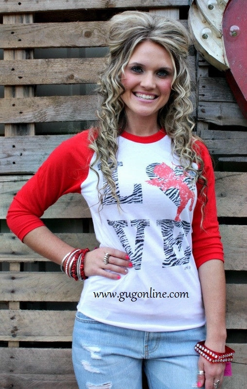 SustainableTextiles summer shorts Last Chance Size XS & Small | Zebra Love Cupid Red Baseball Tee