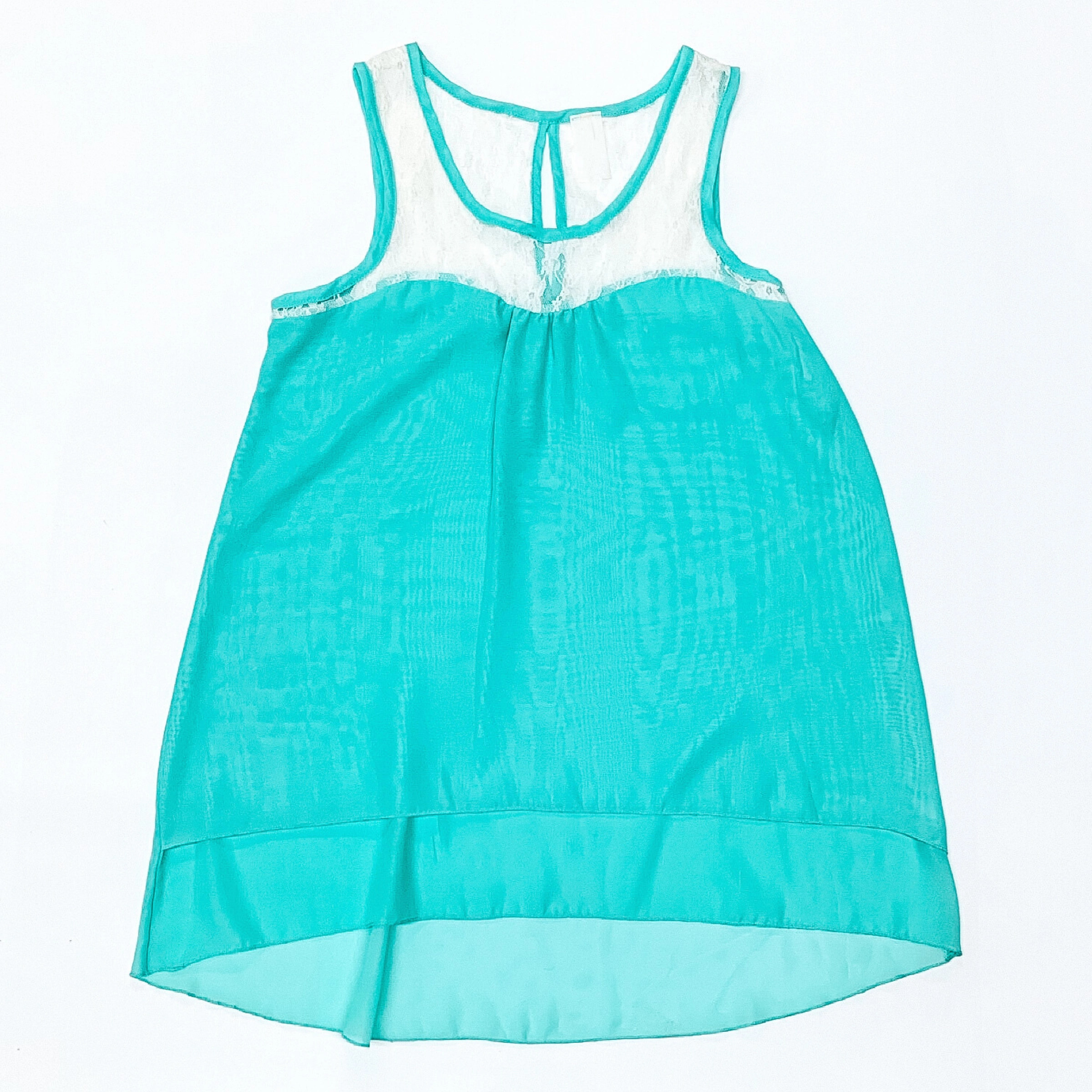 Layered Turquoise Tank Top with White Lace Upper Virtual Fit