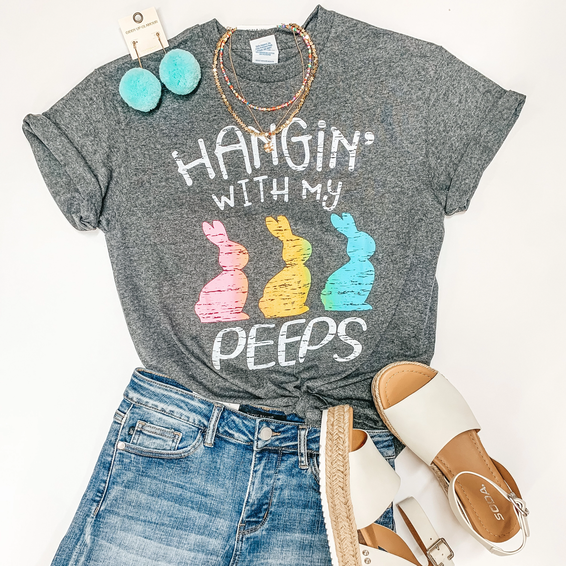 Timeless Blazer Last Chance Size Small | Hangin' With My Peeps Easter Graphic Tee in Charcoal Grey