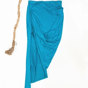 Turquoise Draped Asymmetrical Skirt CompactPackability Global Edge