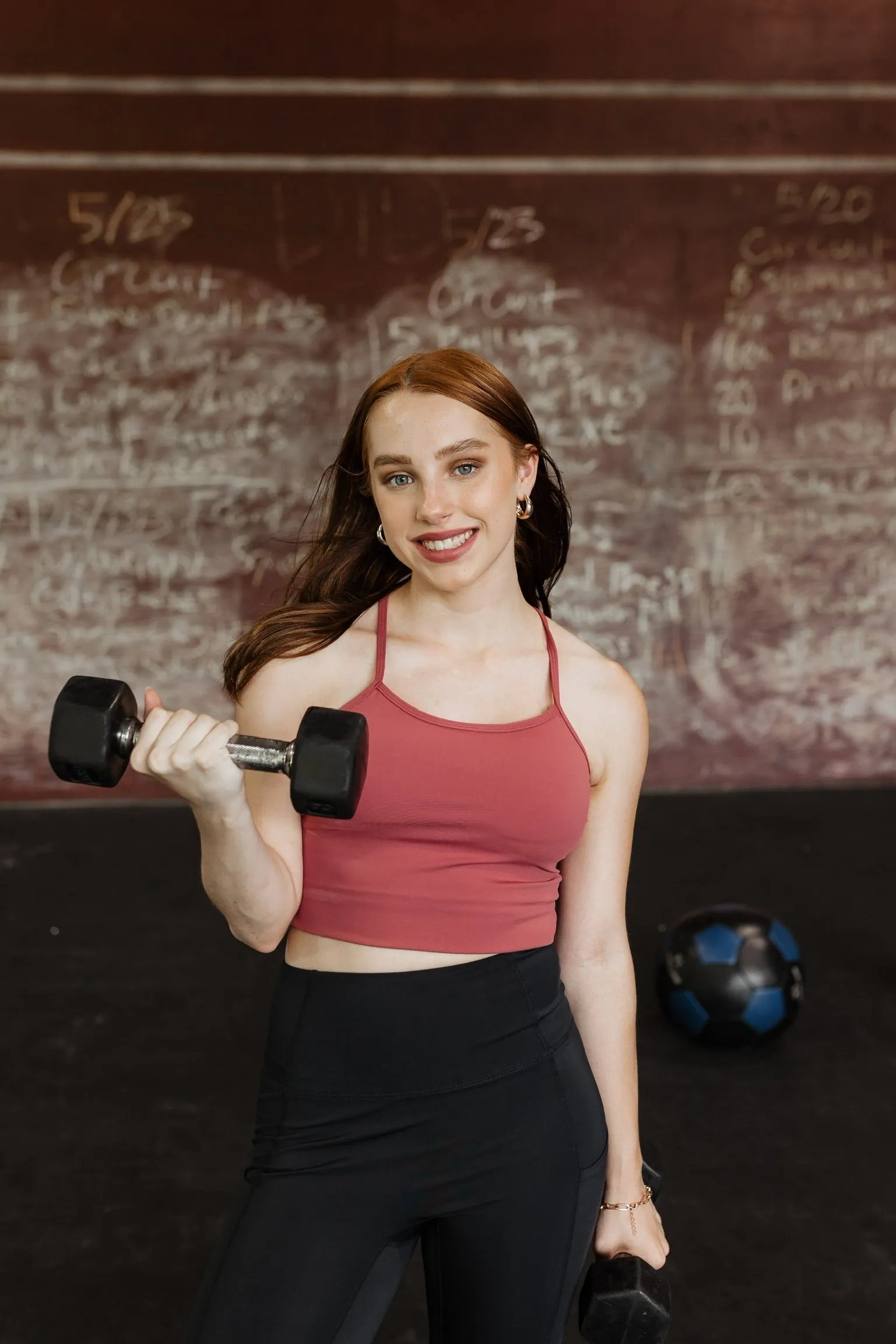 Low Impact Manufacturing ButterSoftTexture Lit & Fit Spaghetti Strap Sports Bra in Marsala Red