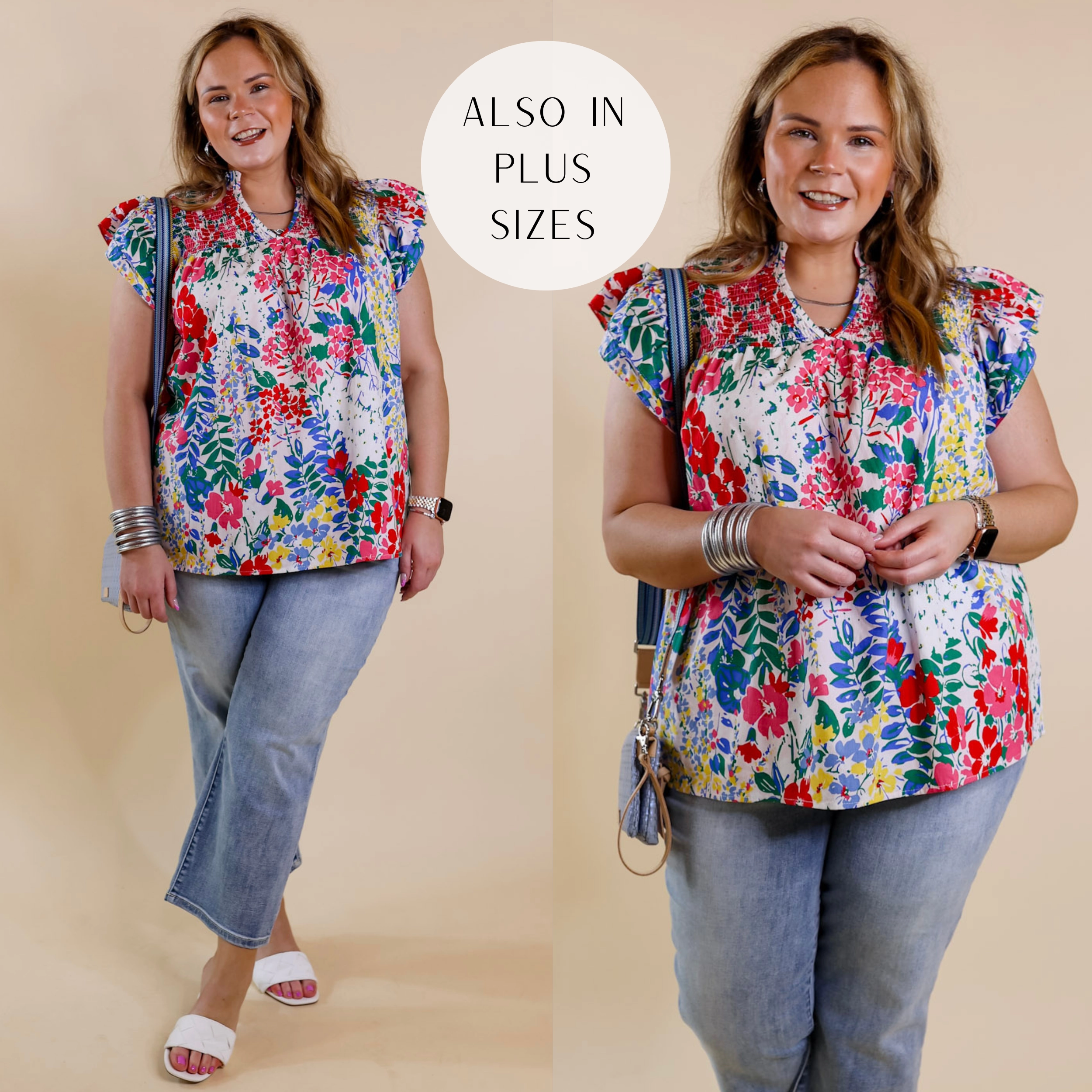 Casual Footwear Next Core Lovely Line Up Floral Print with Ruffle Cap Sleeves in Ivory Mix