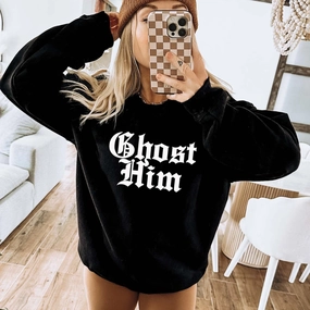 Online Exclusive | Ghost Him Graphic Sweatshirt in Black Casual Style Wear UltraLightweight