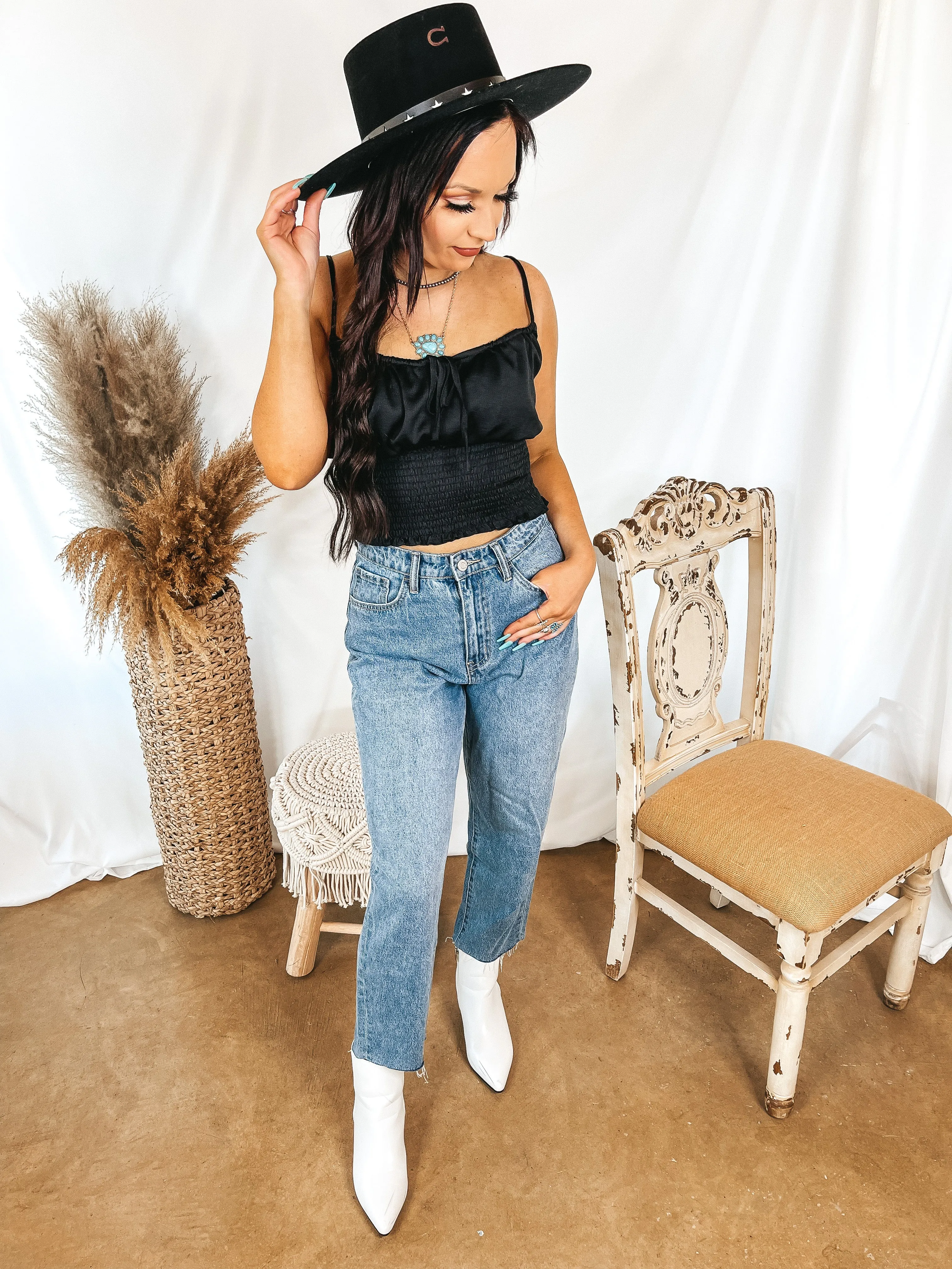 BreathableMoistureBarrier Breathable3DKnit Last Chance Size Small | Proud To Be Spaghetti Strap Crop Top with Front Keyhole in Black