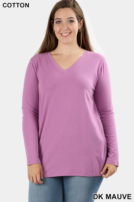 Last Chance Size 1XL & 3XL | Tri-blend V Neck Solid Longsleeve Tee in Lavender Legend Fit MinimalistStyle