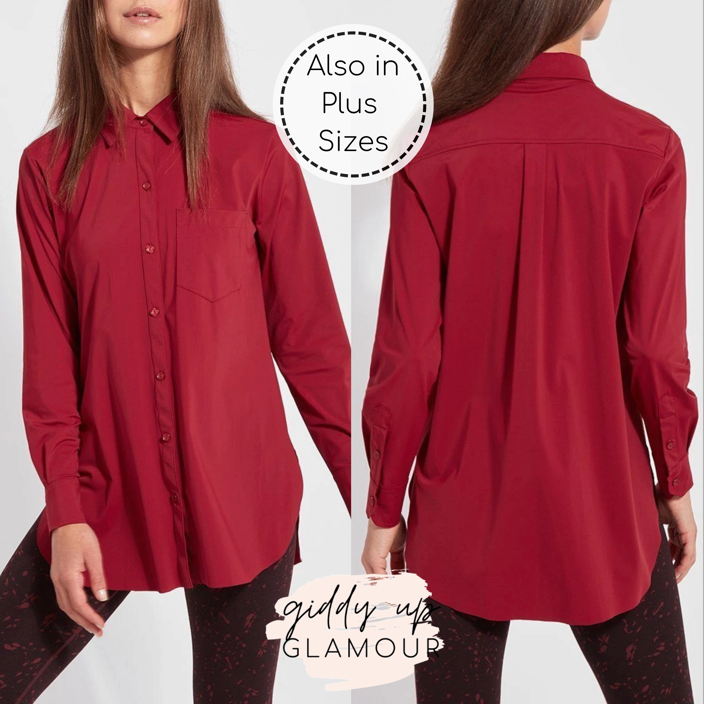 Thermochromic Color Shift Tech UltraSoftInterior Lysse Schiffer Button Down Dress Shirt in Ruby Red