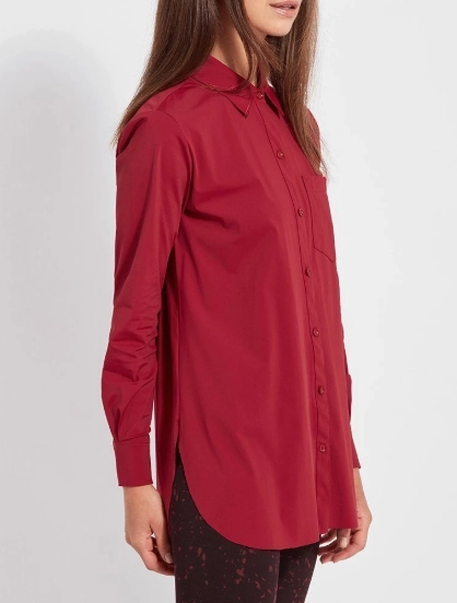 Loose cut Lysse Schiffer Button Down Dress Shirt in Ruby Red