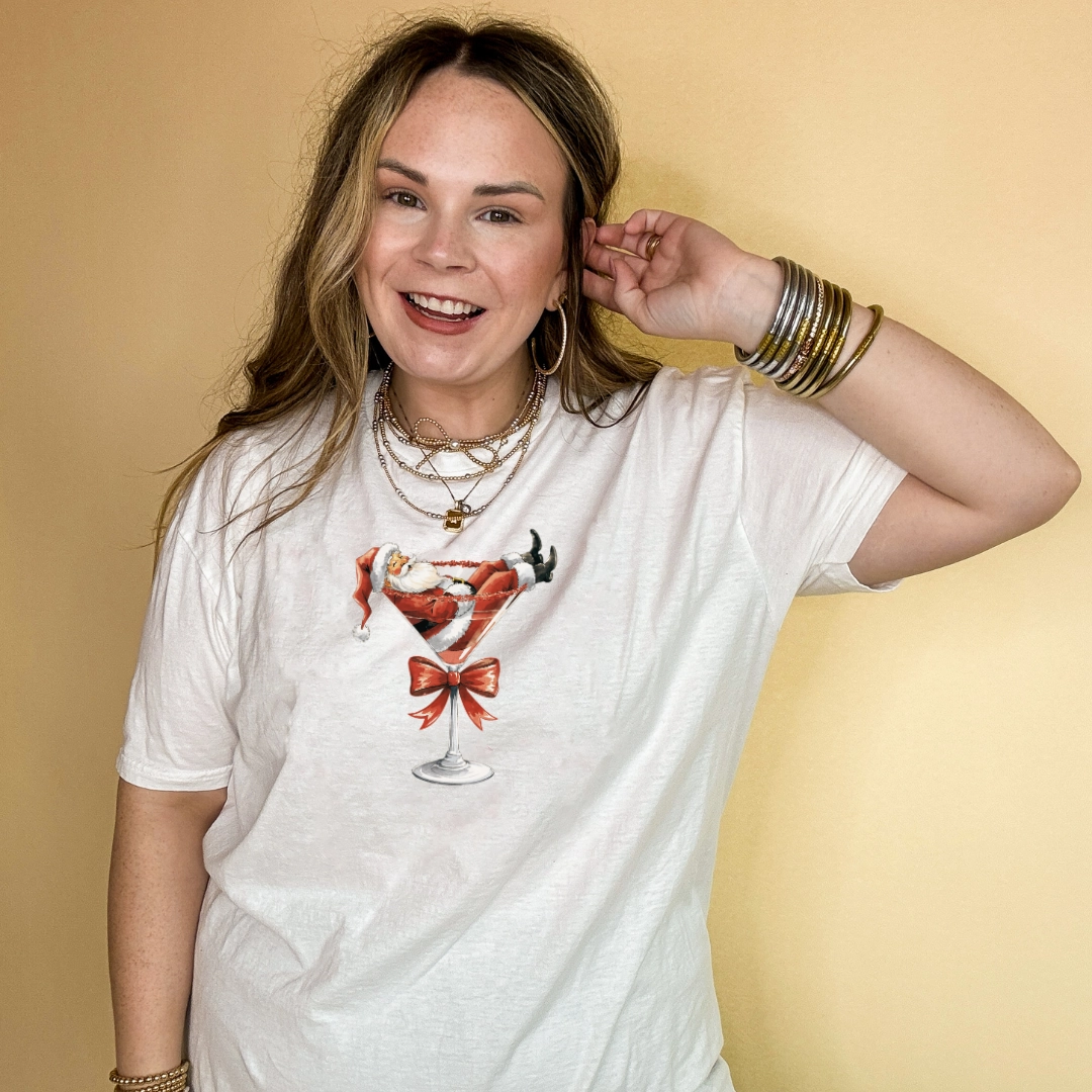 Online Exclusive | Santa Martini with Red Bow Graphic Tee in Multiple Color Options men's clothing Sporty Flex
