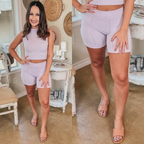 Making the Rules Jacquard Print Biker Shorts in Lavender QuickReleaseFastener