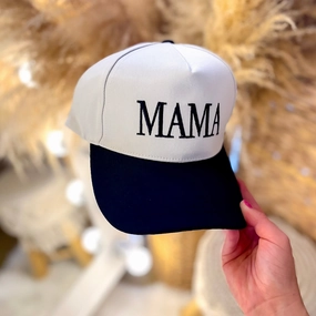 Mama Two Tone Canvas Trucker Cap in Multiple Color Options Modern Trend Look