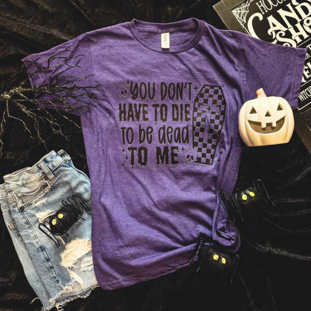 Prom Online Exclusive | Dead to Me Short Sleeve Graphic Tee in Heather Purple