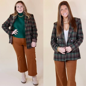 Bold Core Reflective details Ready For Anything Plaid Blazer in Brown and Green