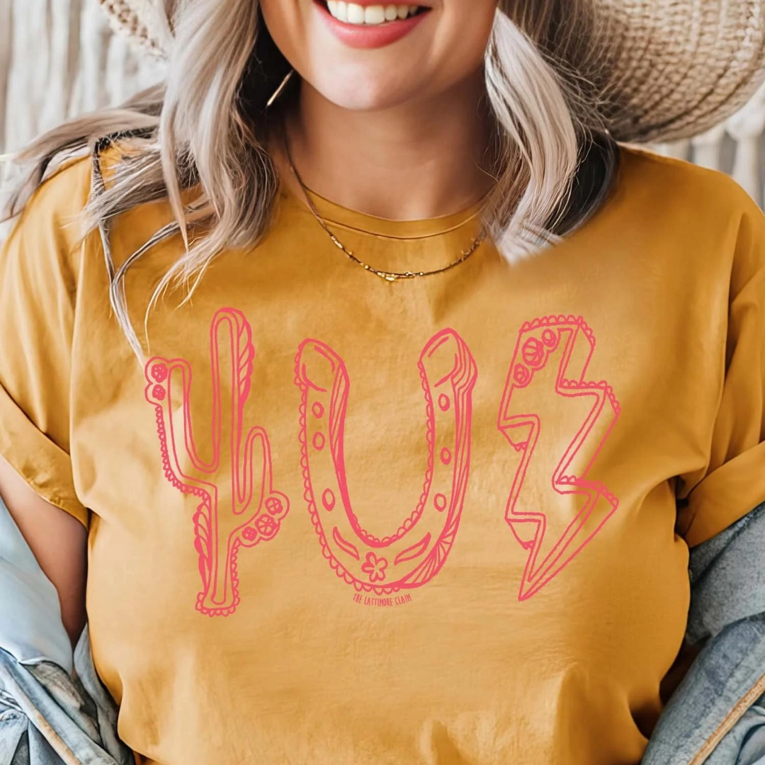 Online Exclusive | Rodeo Roundup Icons Graphic Tee in Mustard Complementary Colors Lightweight Layer