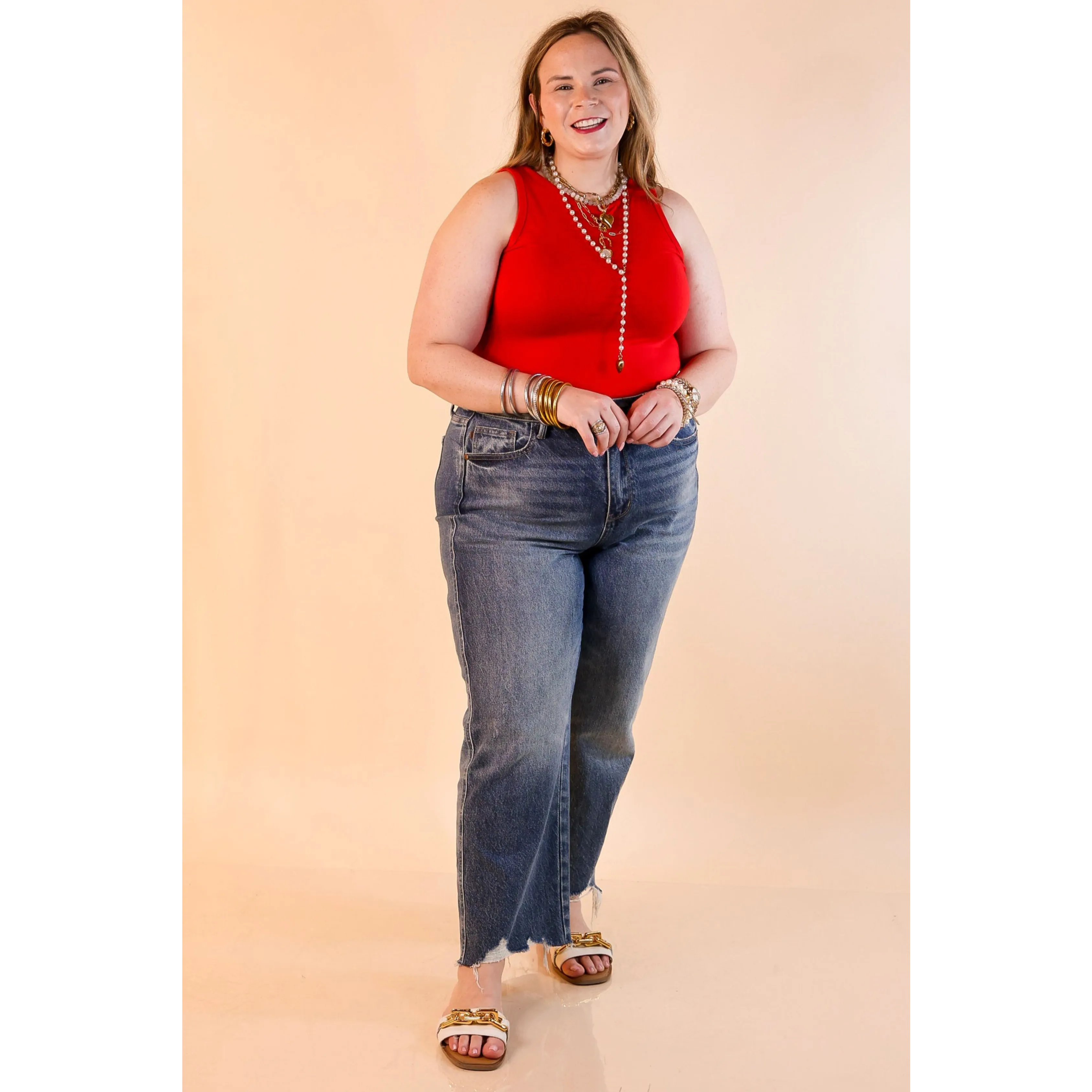 Sunshine State of Mind Tank Top Bodysuit in Ruby Red HypoallergenicFabric Multipurpose Design