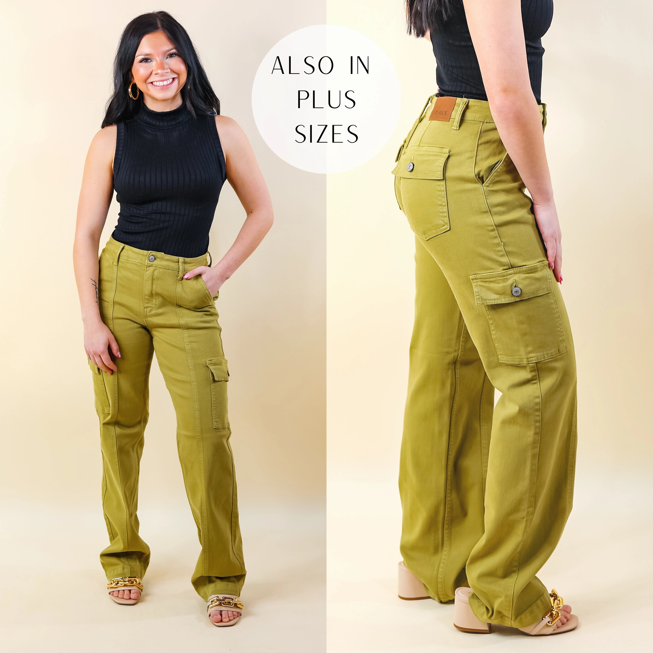 Modern Design Judy Blue | Chic Efforts Cargo Straight Leg Jeans in Matcha Green