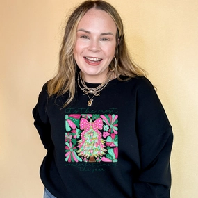Online Exclusive | "It's the Most Wonderful Time of the Year" Coquette Christmas Tree Graphic Sweatshirt in Multiple Color Options Timeless casual wear