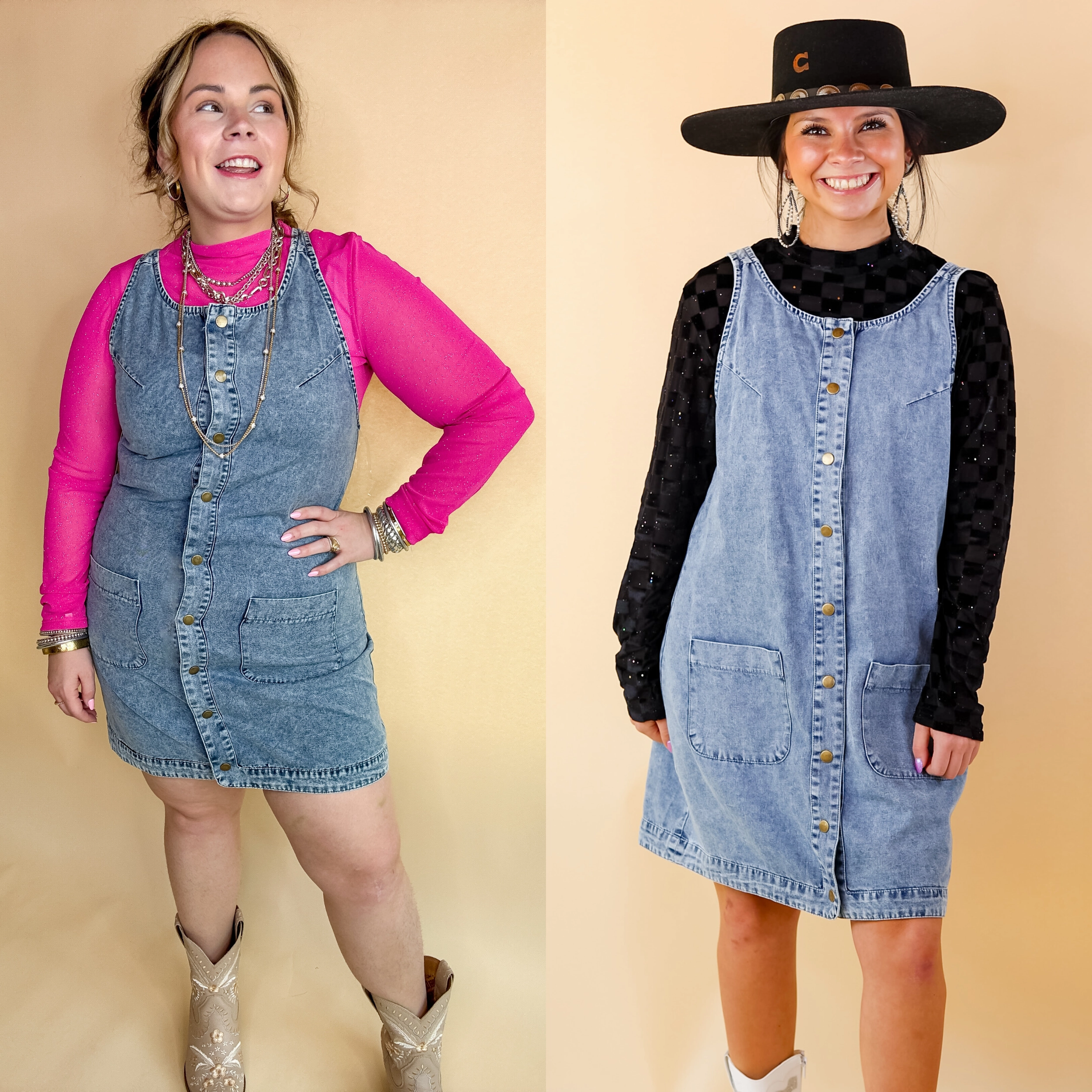 Zen Glow The Girl Next Door Denim Button Up Dress in Light Wash