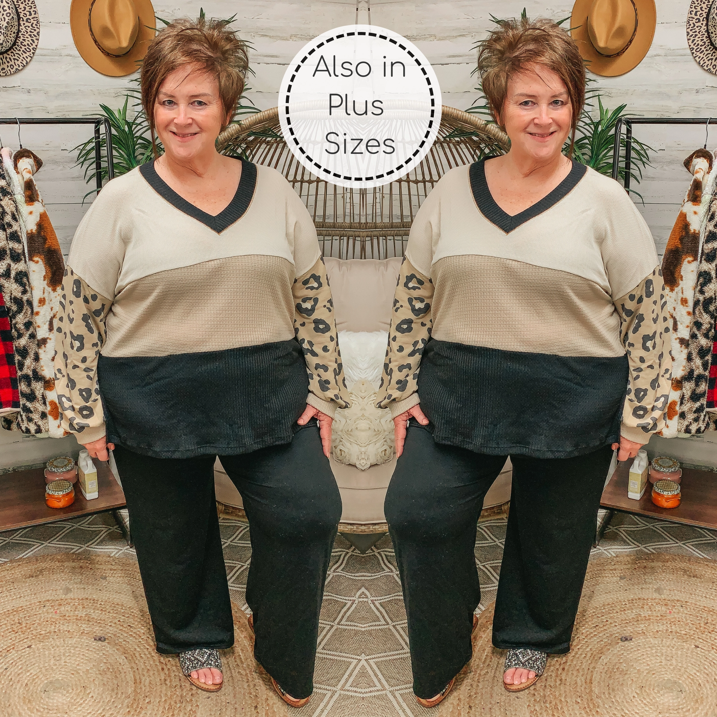 Soft Hoodie StainRepellentSurface Let's Stay Home Wide Leg Lounge Pants with Pockets in Black