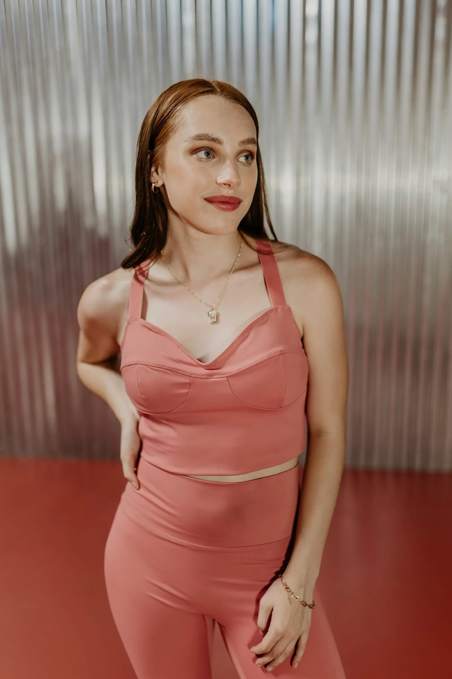 AllPurpose Design Always RXing Adjustable Strap Tank Top Sports Bra in Mauve Pink