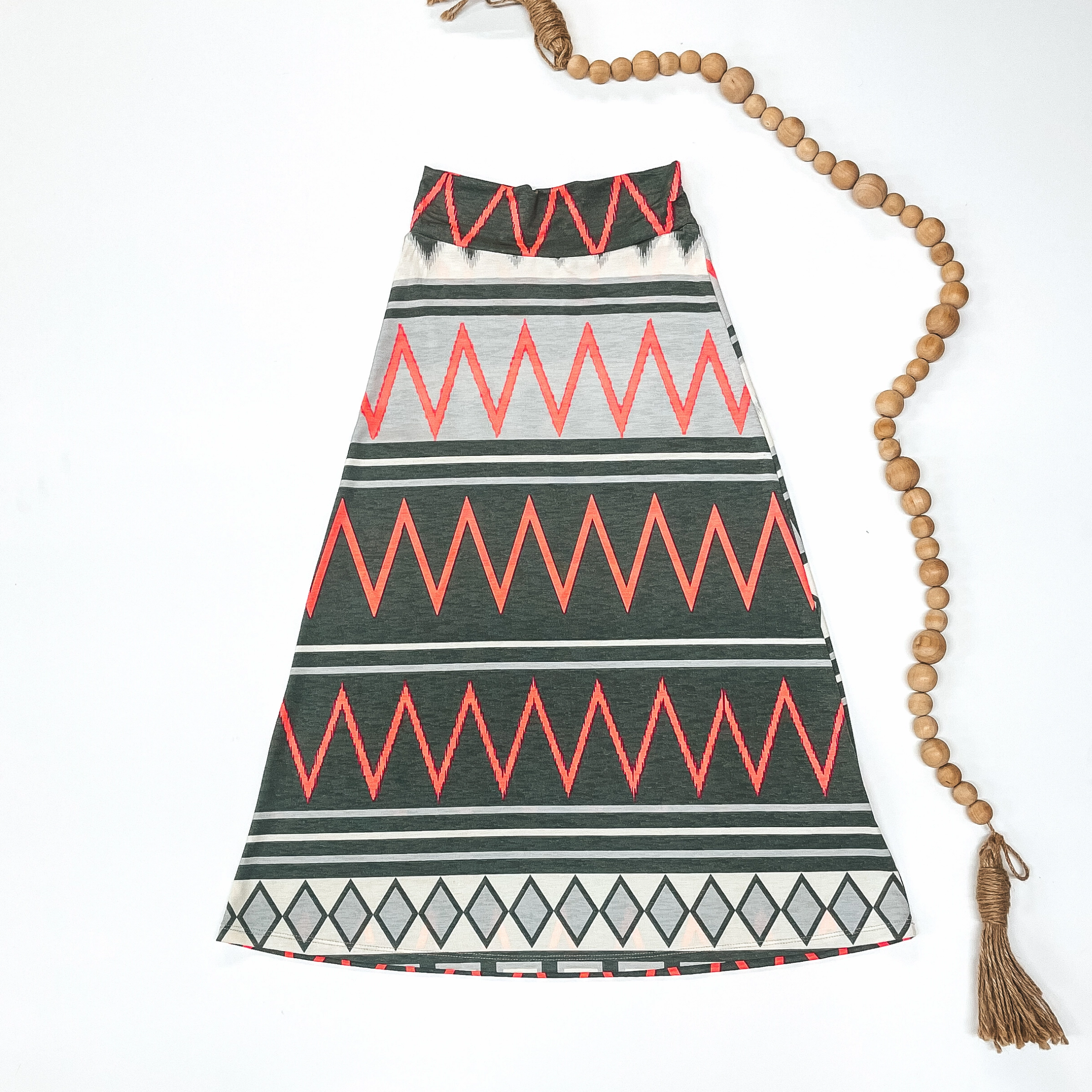 MoistureWicking Technology Kids Maxi Skirt in Gray and Hot Pink Print