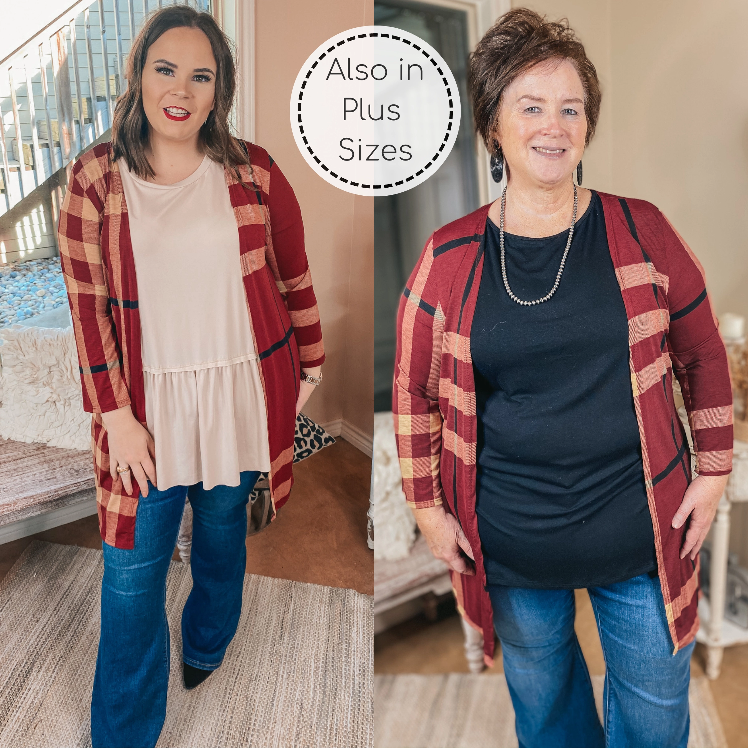 Trendy Jacket Party Guest Online Exclusive | All Eyes On You Plaid Cardigan in Maroon