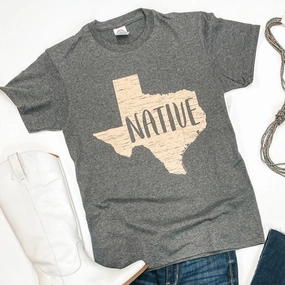 Native Texan Short Sleeve Graphic Tee in Charcoal Grey WaterRepellentCoating Metro Mode