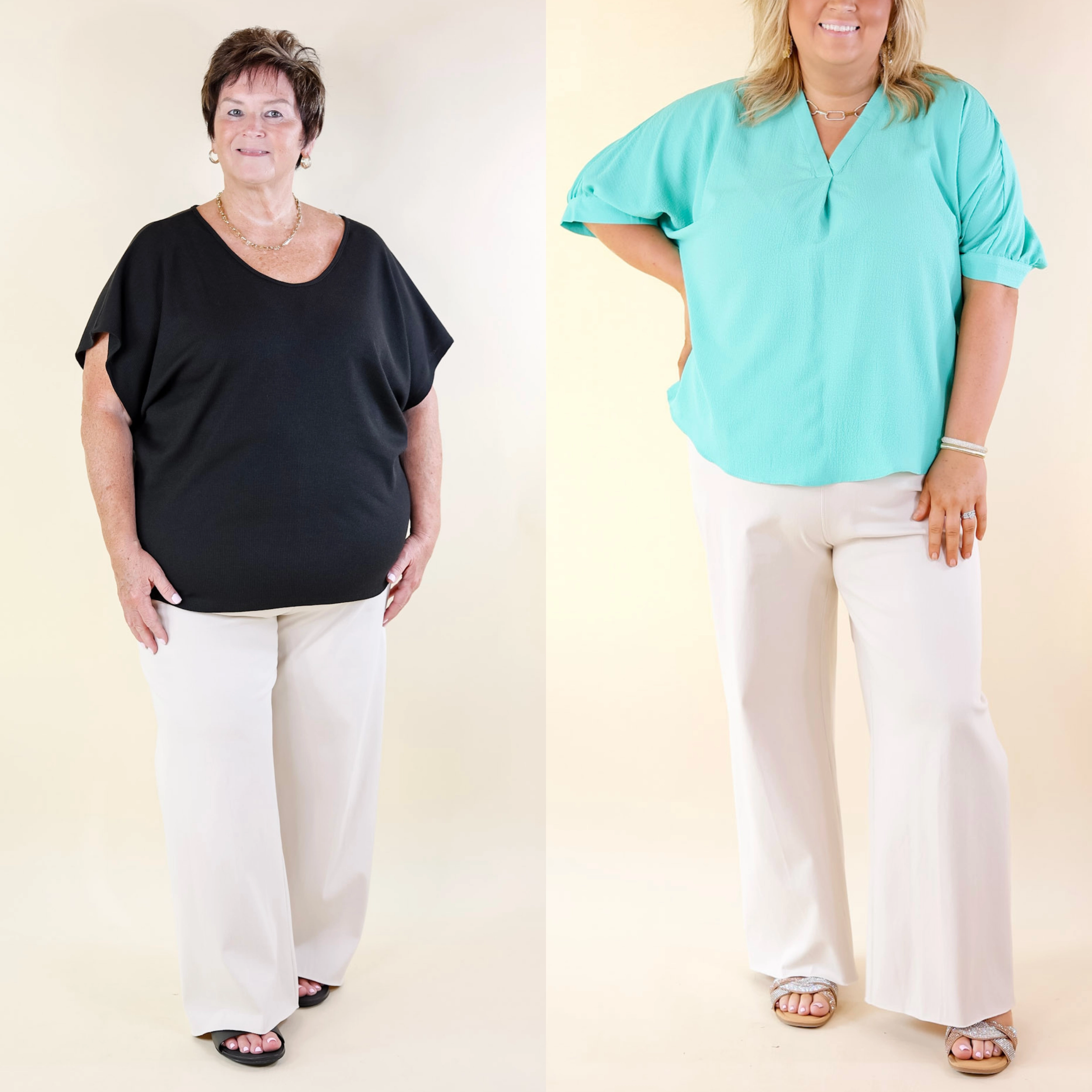 Lyss?? | Erin Wide Leg Denim Trousers in Oat (Ivory) MoistureControlClothing Camera Glow