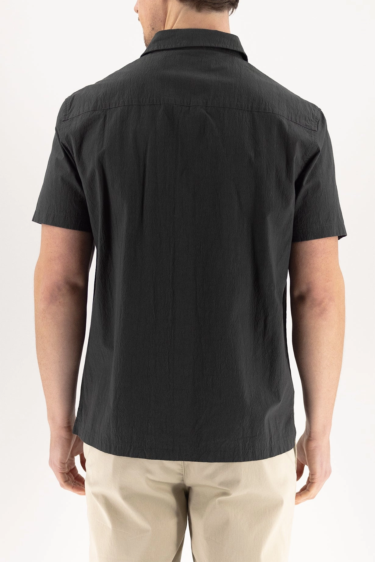 Temperature Regulating Textile Seersucker Short Sleeve Shirt - Pirate Black