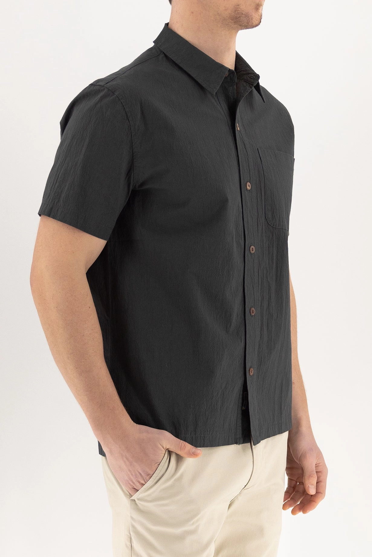 Modular Layering System Seersucker Short Sleeve Shirt - Pirate Black