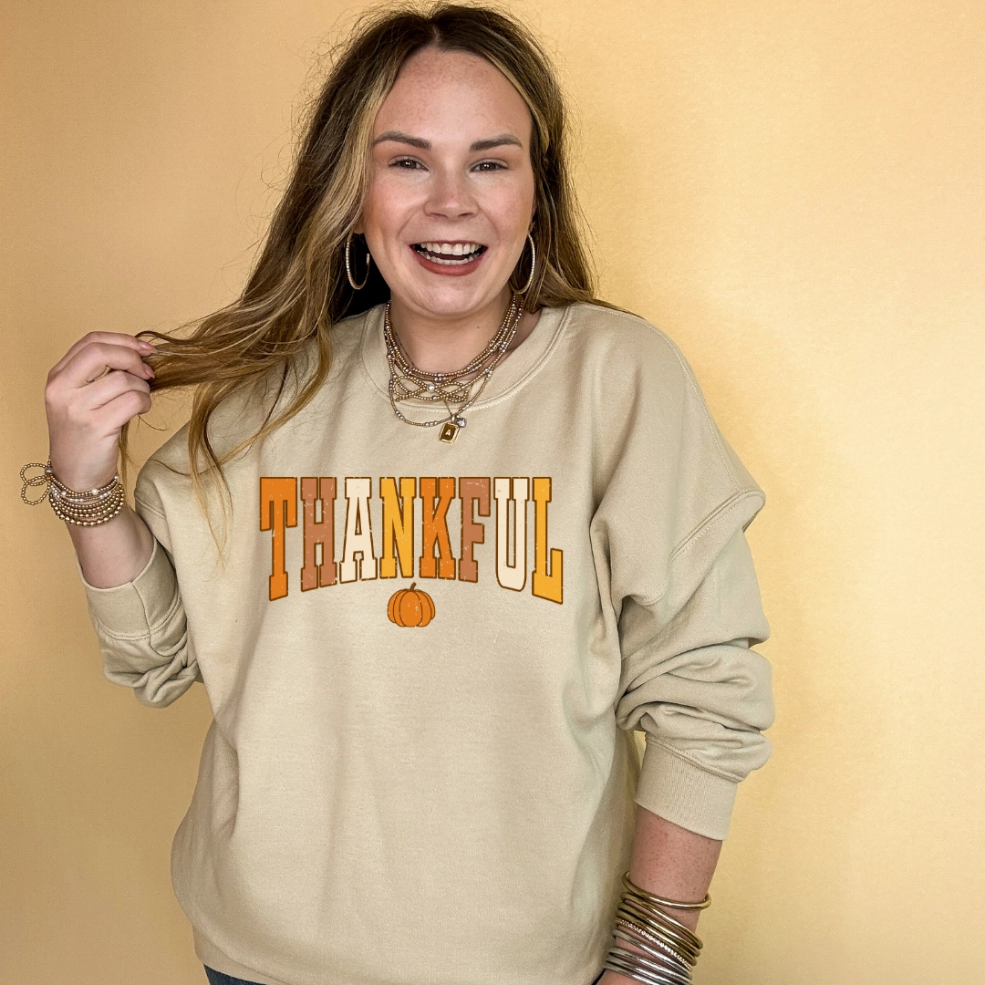 City Casual Online Exclusive | Thankful Fall Pumpkin Graphic Sweatshirt in Multiple Color Options