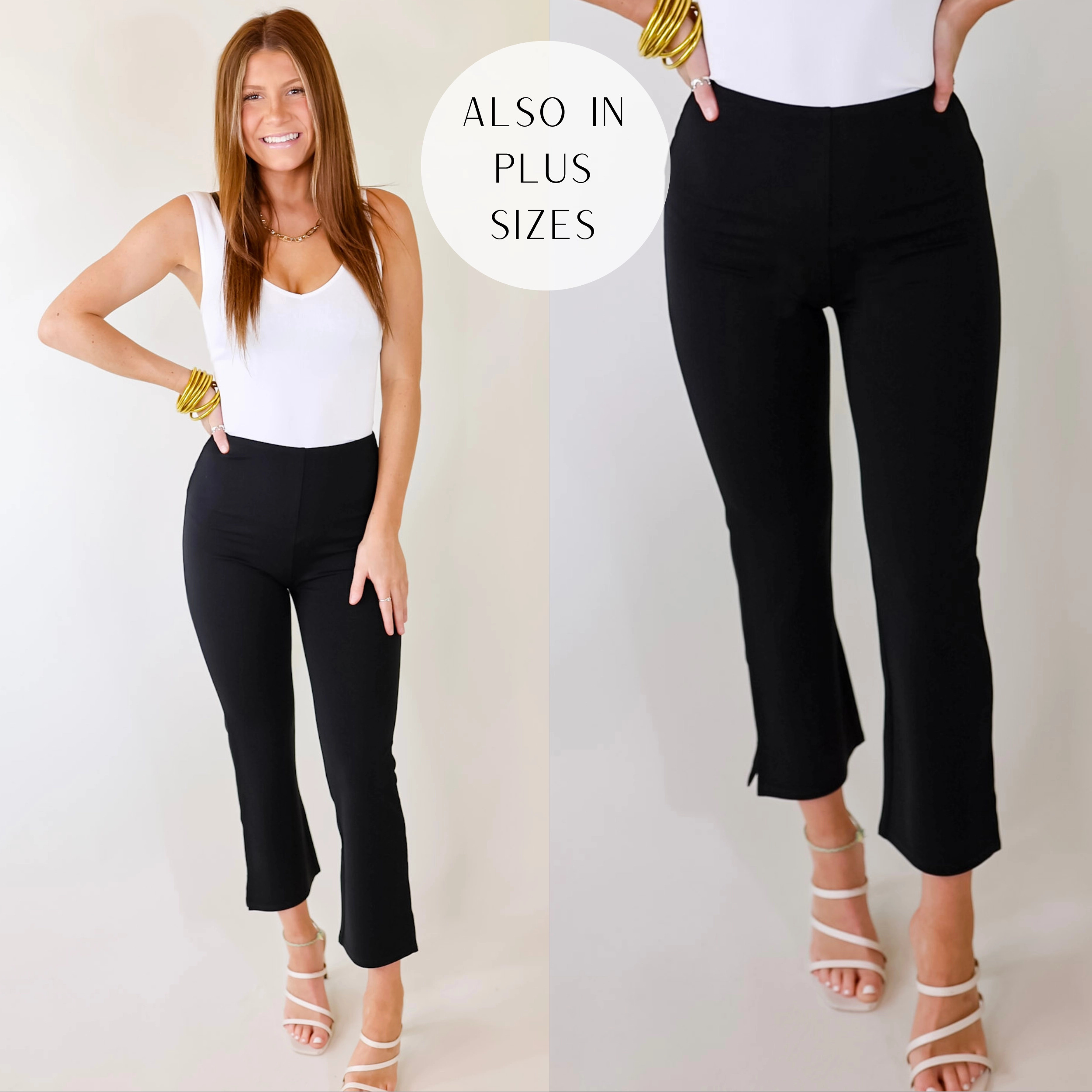 Lyss?? | Cropped Kick Flare Leggings in Black ChafeFree Design Thermal Insulation