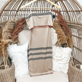 Plaid Off the Shoulder Midi Dress in Light Brown temperature regulation Sporty Joggers