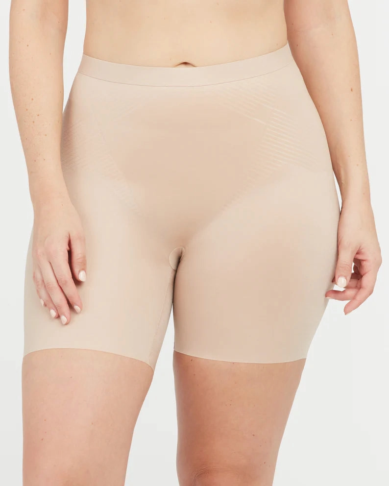 Picnic Fun LowMaintenanceMaterial SPANX | Thinstincts 2.0 Girl Shorts in Champagne Beige