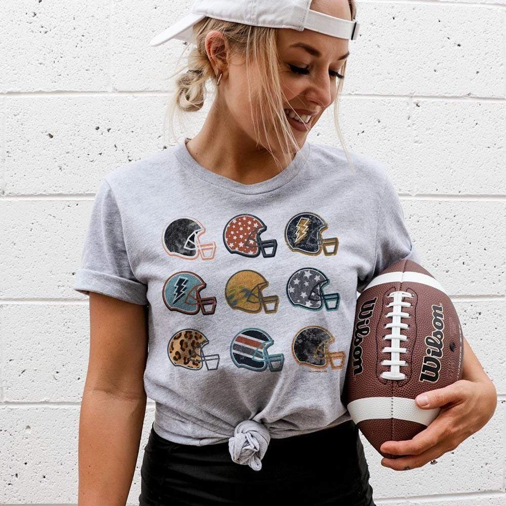 Online Exclusive | Multi Football Helmet Graphic Tee in Gray Tulle Soul Regular Fit