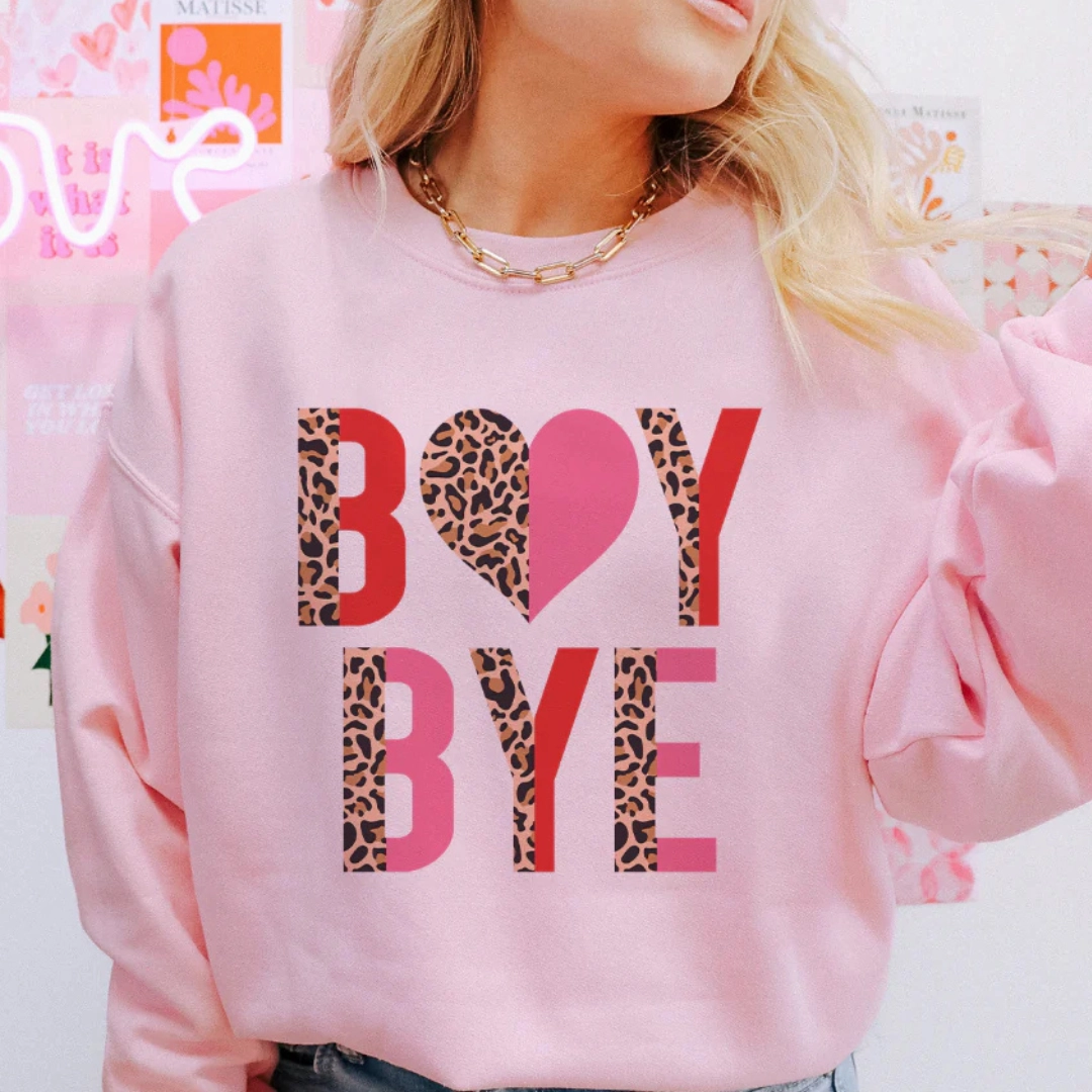 Online Exclusive | Boy Bye Cheetah and Color Block Graphic Sweatshirt in Pink Comfy Layer Wear Breathable Mesh Panels