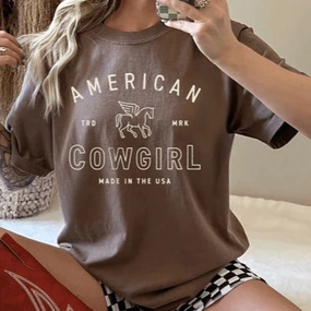 Informal charm Online Exclusive | American Cowgirl Graphic Comfort Color Tee in Espresso Brown