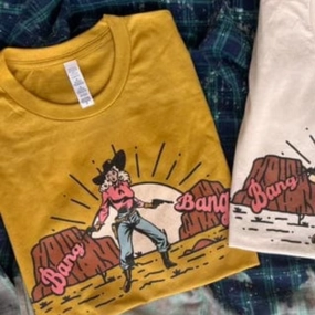 Breathable Stretch Fabric Quiet Luxury Online Exclusive | Bang Bang Graphic Tee in Mustard Yellow